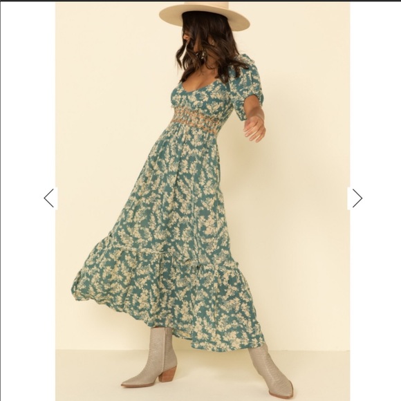 Free People Dresses & Skirts - Free People Women's Green Ellie Floral Print Maxi Dress